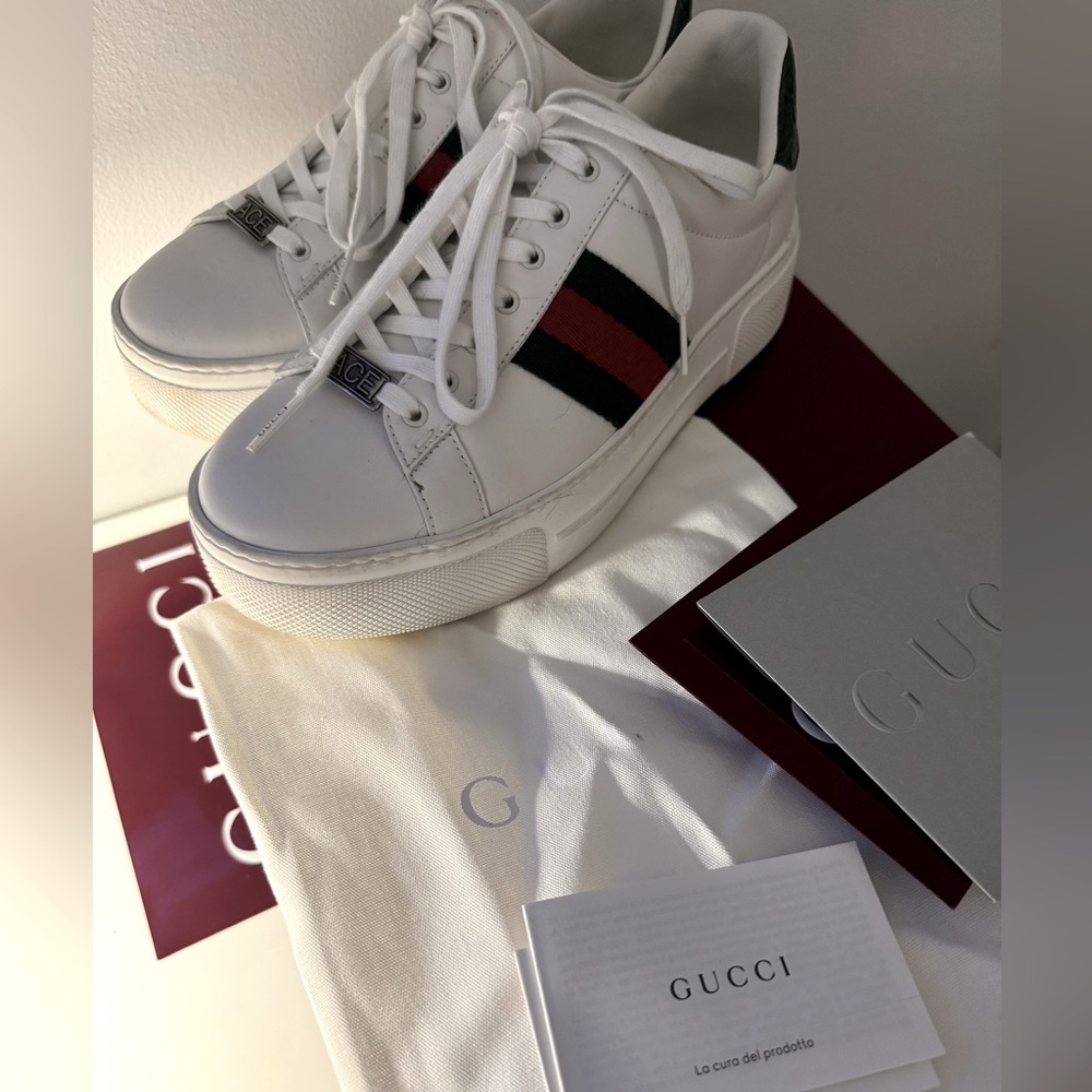 GUCCI Ace Women Platform Sneaker with Web - AUTHENTIC
